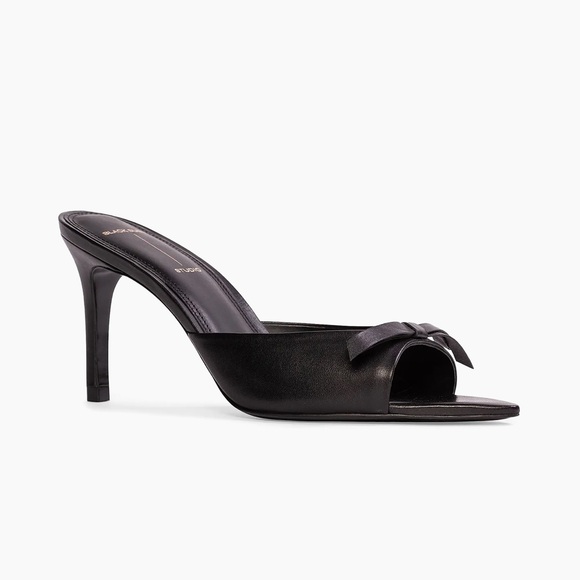 Black Suede Studio Brea Pointed Toe Sandal Black Leather Sz 40 - Picture 1 of 12